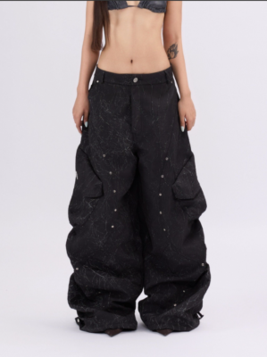 Thunder Cargo Wide-Leg Pants Black - Quần Dài Túi Hộp Ống Rộng Phối Đinh Tán Đen